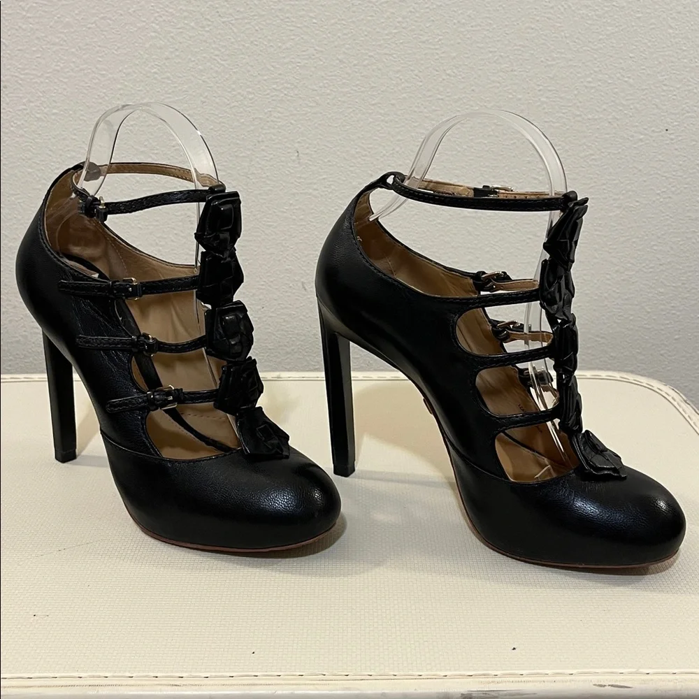 L.A.M.B. Black Strappy High Heels - Picture 5 of 15